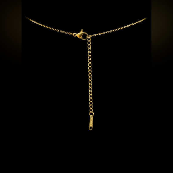 Pastel Enamel Flower Pendant w/ Faux Pearl Accents on Stainless Gold Tone Chain - Picture 5 of 12